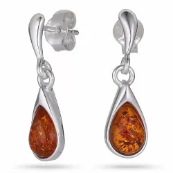 Tropfen Bernstein Ohrstecker in Silber