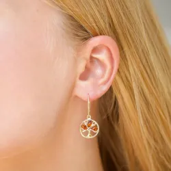 Lebensbaum Bernstein Ohrringe in vergoldetem Silber