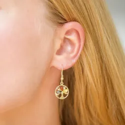 Lebensbaum mehrfarbigen Bernstein Ohrringe in vergoldetem Silber