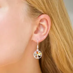 Lebensbaum mehrfarbigen Bernstein Ohrringe in Silber