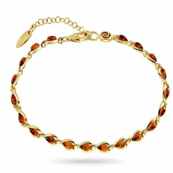 Cognac gefärbt Bernstein Armband aus vergoldetem Sterlingsilber