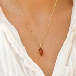 ovaler Bernstein Anhänger aus vergoldetem Sterlingsilber