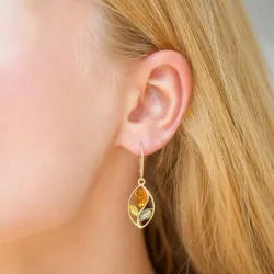 Blumen mehrfarbigen Bernstein Ohrringe in vergoldetem Silber