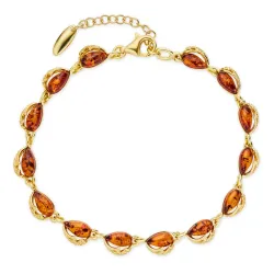 Elegant Bernstein Armband aus vergoldetem Sterlingsilber