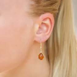 lange Bernstein Ohrringe in vergoldetem Sterlingsilber