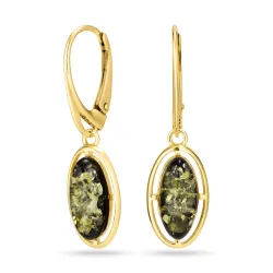 ovalen Bernstein Ohrringe in vergoldetem Silber