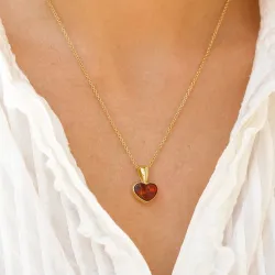 Herz Bernstein Anhänger aus vergoldetem Sterlingsilber