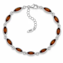 Cognac gefärbt Bernstein Armband aus Silber