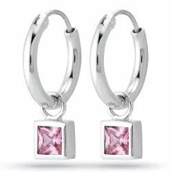 Viereckigem pink zirkon kreole in silber