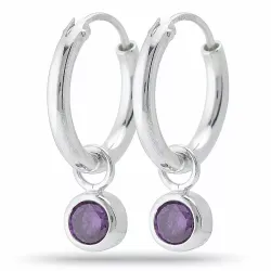 14,5 mm violettem Zirkon Kreole in Silber