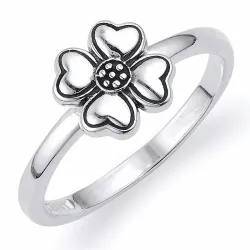 Kleeblatt ring aus oxidiertem sterlingsilber