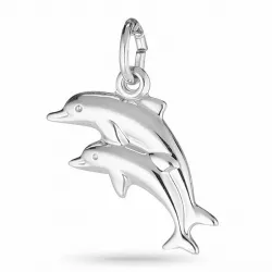 doppeltes Delfin Anhänger aus rhodiniertem Silber