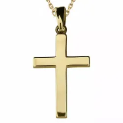 Kreuz Halskette aus vergoldetem Sterlingsilber und Anhänger aus 8 Karat Gold - Amoré