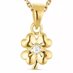 Kleeblatt Zirkon Halskette aus vergoldetem Sterlingsilber und Anhänger aus vergoldetem Sterlingsilber