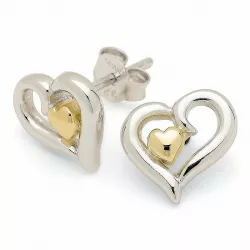 Herz Blatt Ohrringe in Silber mit vergoldetem Silber