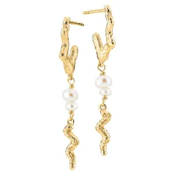 Sistie Universe lange Perle Ohrringe in vergoldetem Sterlingsilber