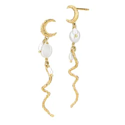Sistie Rosa Mond Perle Ohrringe in vergoldetem Sterlingsilber