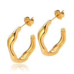 Sistie2ND Wavy Kreole in vergoldetem Edelstahl