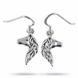 Weißer und matter Pferde Ohrringe in Silber