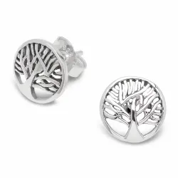 8 mm Lebensbaum Ohrstecker in oxidiertem Sterlingsilber