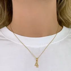 Zahl 4 Anhänger aus vergoldetem Sterlingsilber