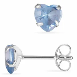 6 mm Herz Zirkon Ohrstecker in Silber