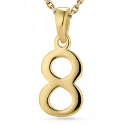 Zahl 8 Halskette aus vergoldetem Sterlingsilber und Anhänger aus vergoldetem Sterlingsilber