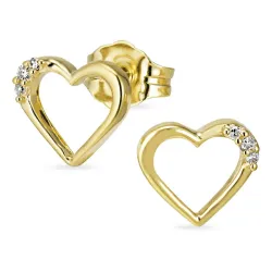 Herz Diamant Ohrstecker in 8 Karat Gold mit Diamant und Diamant 