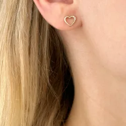 Herz Diamant Ohrstecker in 8 Karat Gold mit Diamant und Diamant 