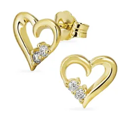 Herz Diamant Ohrstecker in 8 Karat Gold mit Diamant