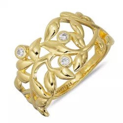 Blatt Zirkon Ring aus vergoldetem Sterlingsilber