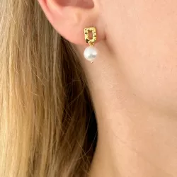 8 mm Perle Ohrringe in vergoldetem Silber