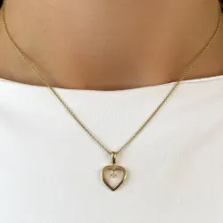 Herz Diamant Halskette aus vergoldetem Sterlingsilber und Anhänger aus 8 Karat Gold - Gold Collection