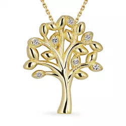 Lebensbaum Diamant Halskette aus vergoldetem Sterlingsilber und Anhänger aus 8 Karat Gold