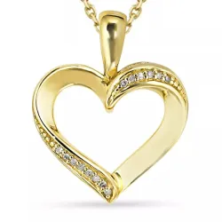 Herz Diamant Halskette aus vergoldetem Sterlingsilber und Anhänger aus 8 Karat Gold - Gold Collection