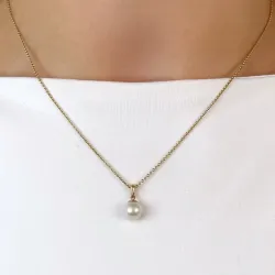 7 mm Silber weiß Perle Anhänger aus 9 Karat Gold