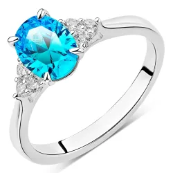 blauem Zirkon Ring aus Silber