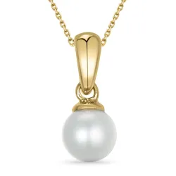 Perle Halskette aus vergoldetem Sterlingsilber und Anhänger aus 9 Karat Gold