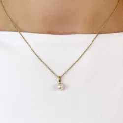 6 mm elfenbeinweiß Perle Anhänger aus 14 Karat Gold