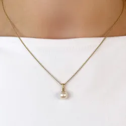 7 mm elfenbeinweiß Perle Anhänger aus 14 Karat Gold