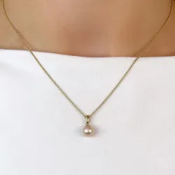 7 mm altrosa Perle Anhänger aus 14 Karat Gold