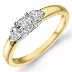 Herz diamant ring in 9 karat gold- und weißgold 0,03 ct