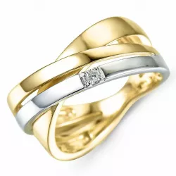 breit Diamant Gold Ring in 9 Karat Gold- und Weißgold 0,03 ct