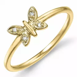 Schmetterlinge diamant ring in 9 karat gold 0,02 ct
