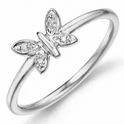 Schmetterlinge Diamant Ring in 9 Karat Weißgold 0,02 ct