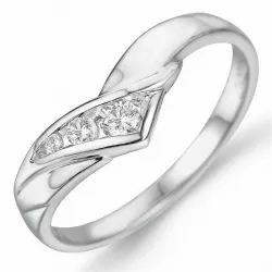 V Diamant Ring in 9 Karat Weißgold 0,10 ct