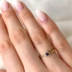 runder Amethyst Ring in 9 Karat Gold 0,02 ct 0,12 ct