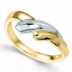 abstraktem Diamant Ring in 8 Karat Gold- und Weißgold 0,02 ct