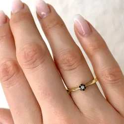 Blumen schwarz Diamant Ring in 9 Karat Gold 0,01 ct 0,05 ct