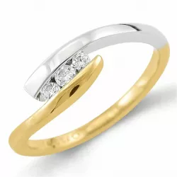 Einfacher Diamant Ring in 9 Karat Gold- und Weißgold 0,11 ct